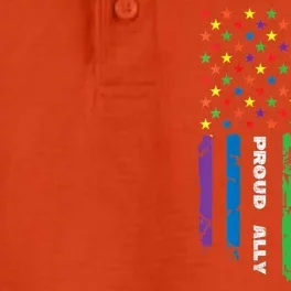 Proud Ally Rainbow Gay American Flag Lgbt Pride Month Dry Zone Grid Performance Polo