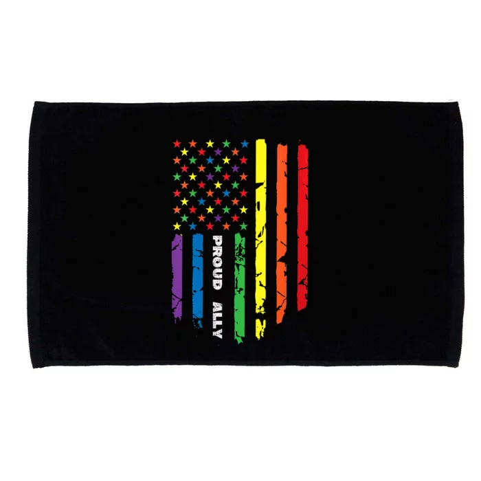 Proud Ally Rainbow Gay American Flag Lgbt Pride Month Microfiber Hand Towel