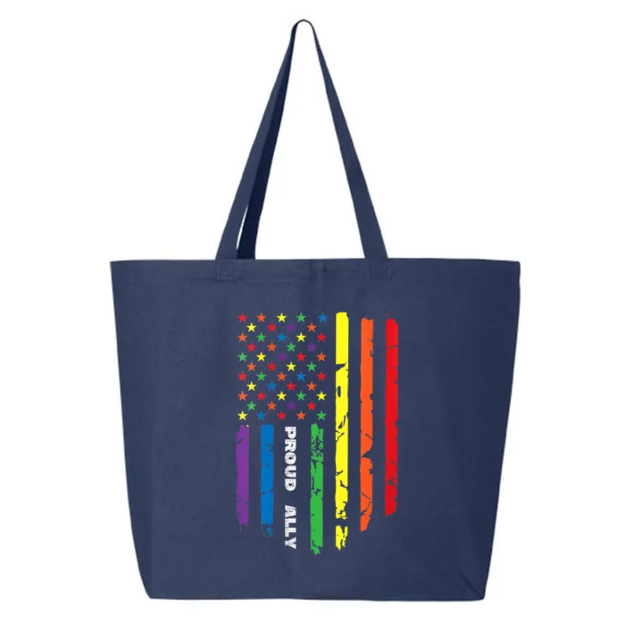 Proud Ally Rainbow Gay American Flag Lgbt Pride Month 25L Jumbo Tote