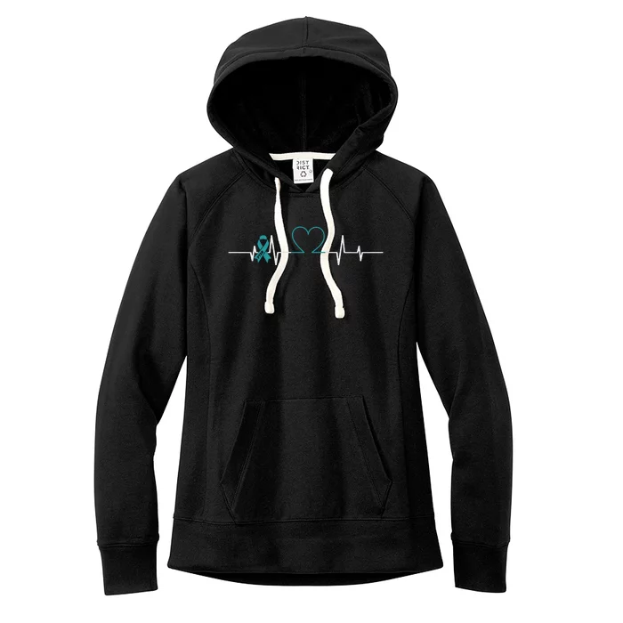 PTSD Awareness Ribbon Heart Love Women's Fleece Hoodie