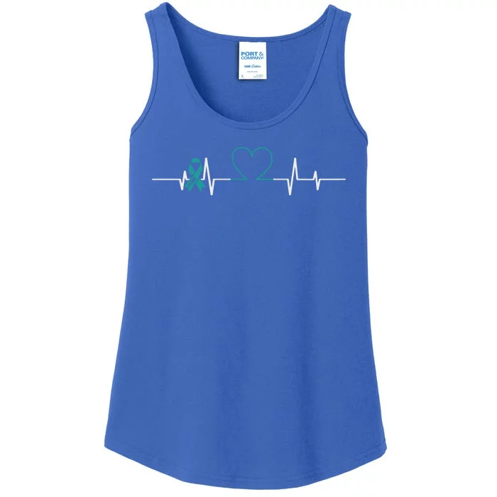 PTSD Awareness Ribbon Heart Love Ladies Essential Tank