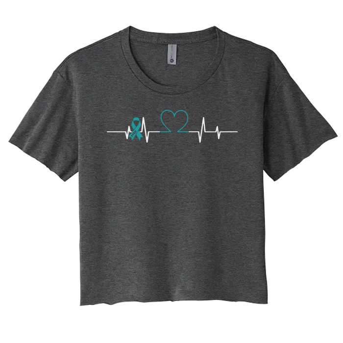 PTSD Awareness Ribbon Heart Love Women's Crop Top Tee