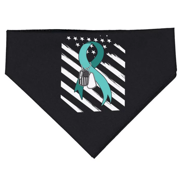 PTSD Awareness Ribbon Hope Support Love American Flag USA-Made Doggie Bandana