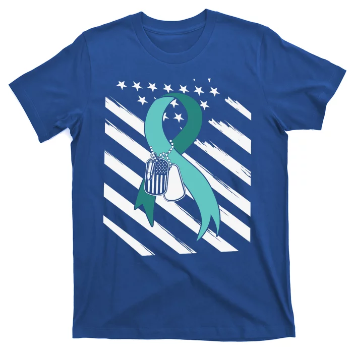 PTSD Awareness Ribbon Hope Support Love American Flag T-Shirt