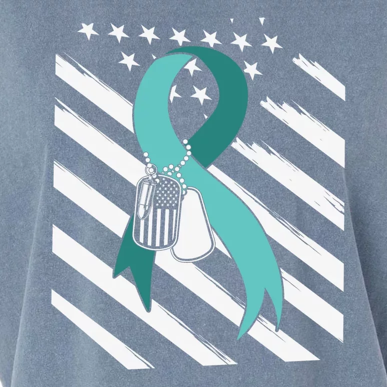 PTSD Awareness Ribbon Hope Support Love American Flag Garment-Dyed Women's Muscle Tee