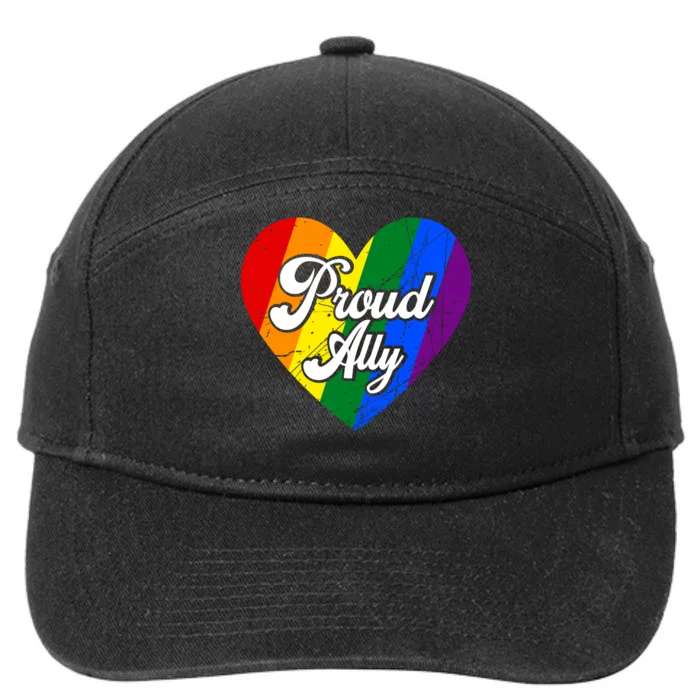 Proud Ally Rainbow Heart Pride 7-Panel Snapback Hat