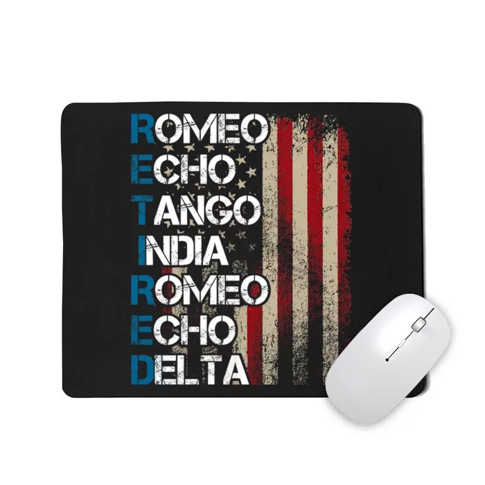 Phonetic Alphabet Retired Veteran Retirement Army Military Mousepad