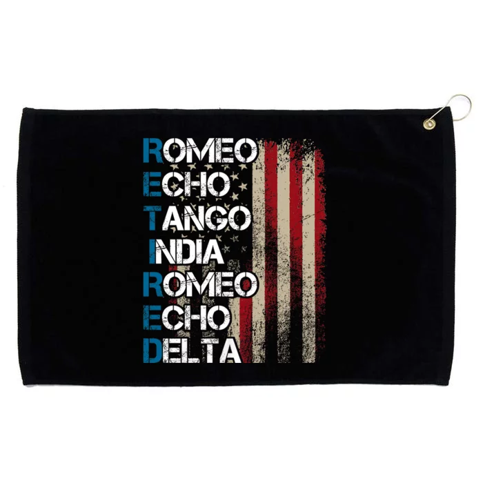 Phonetic Alphabet Retired Veteran Retirement Army Military Grommeted Golf Towel