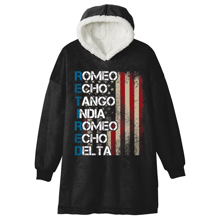 Phonetic Alphabet Retired Veteran Retirement Army Military Hooded Wearable Blanket