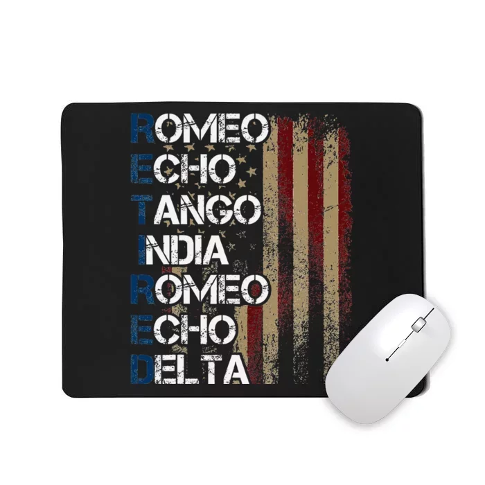 Phonetic Alphabet Retired Veteran Retirement Army Military Mousepad