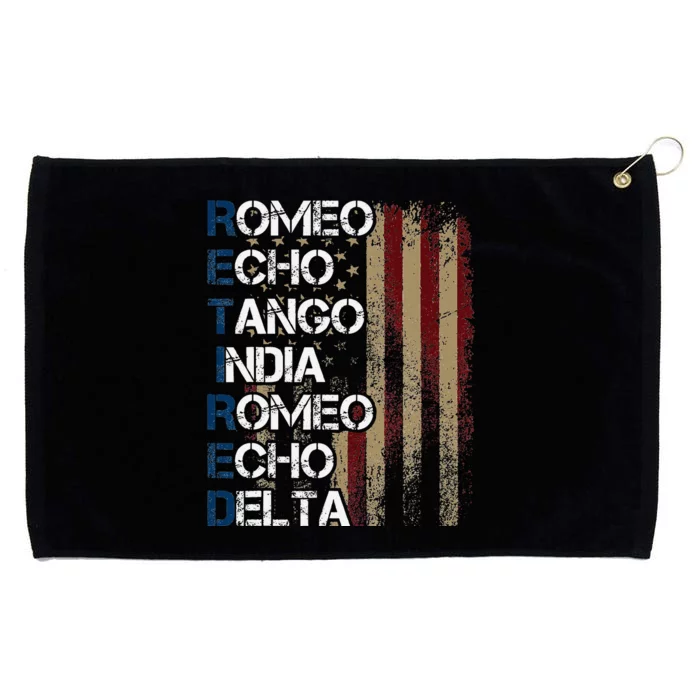 Phonetic Alphabet Retired Veteran Retirement Army Military Grommeted Golf Towel