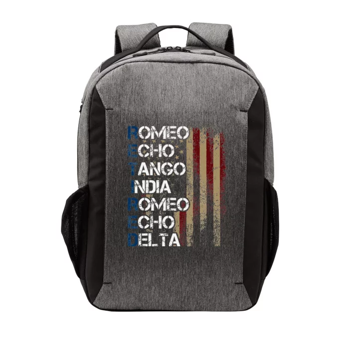 Phonetic Alphabet Retired Veteran Retirement Army Military Vector Backpack