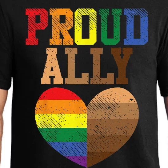 Proud Ally Rainbow Black Pride Heart Love Equality LGBT Gift Pajama Set