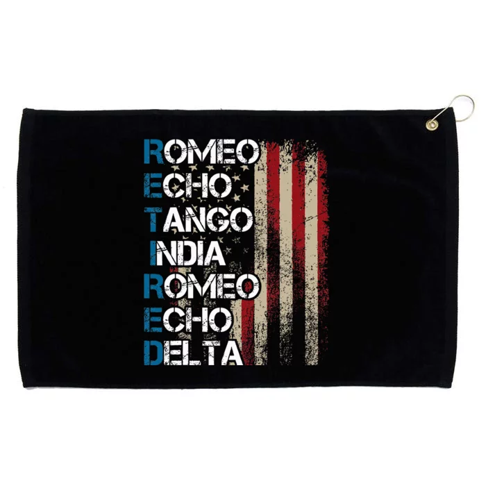 Phonetic Alphabet Retired Veteran Retirement Army Military Grommeted Golf Towel