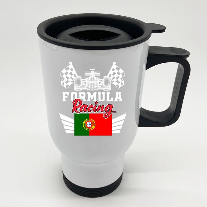 Portuguese Auto Race Portugal Flag Formula Racing Car Racer Meaningful Gift Front & Back Stainless Steel Travel Mug