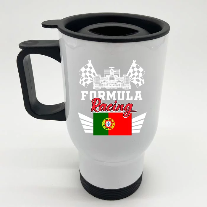 Portuguese Auto Race Portugal Flag Formula Racing Car Racer Meaningful Gift Front & Back Stainless Steel Travel Mug