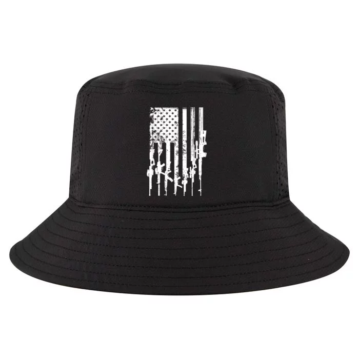 Patriotic American Rifle Flag Pro Gun Gifts Cool Comfort Performance Bucket Hat