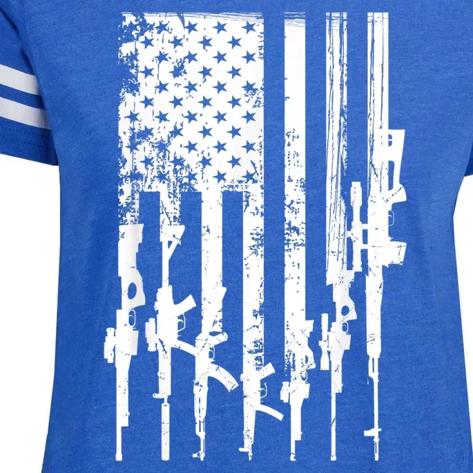 Patriotic American Rifle Flag Pro Gun Gifts Enza Ladies Jersey Football T-Shirt