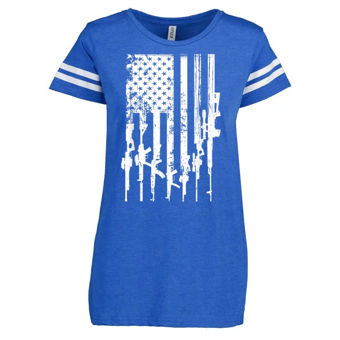 Patriotic American Rifle Flag Pro Gun Gifts Enza Ladies Jersey Football T-Shirt