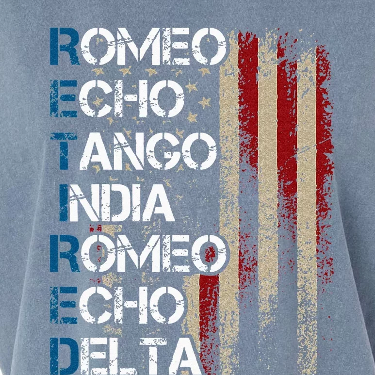 Phonetic Alphabet Retired Veteran Retirement Army Military Garment-Dyed Women's Muscle Tee