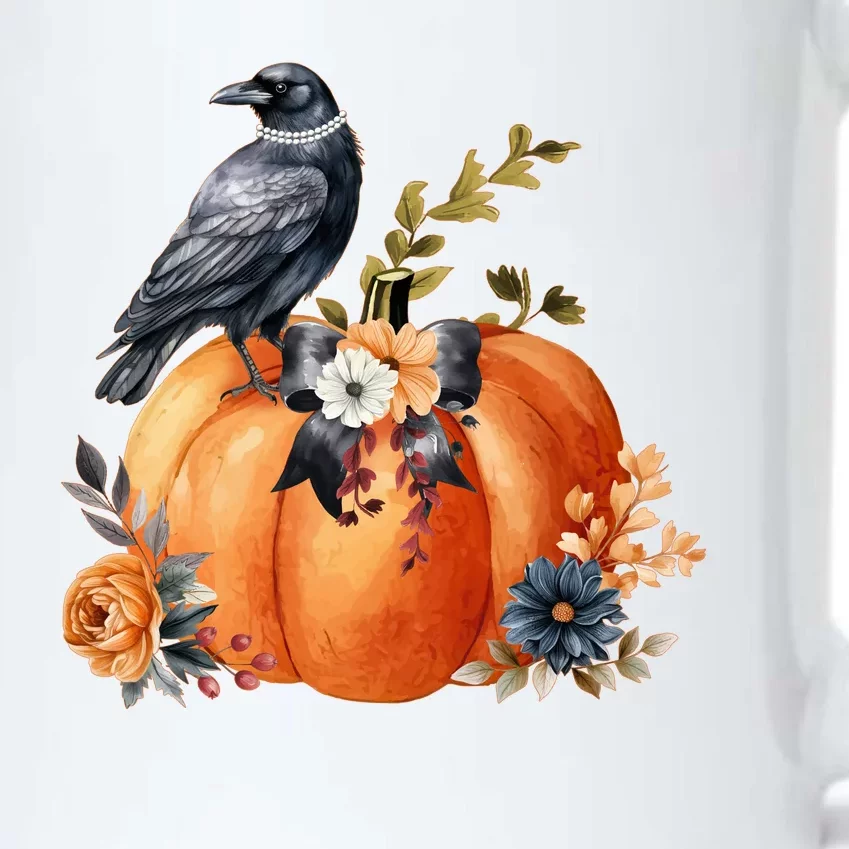 Pretty Autumn Raven Floral Pumpkin Fall Lover Black Color Changing Mug