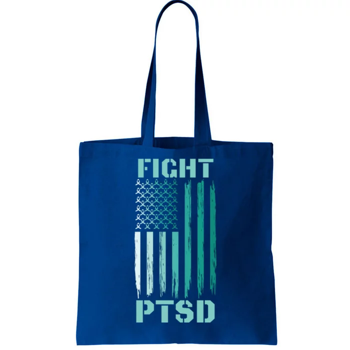 PTSD Awareness Ribbon Hope Support Love American Flag Tote Bag