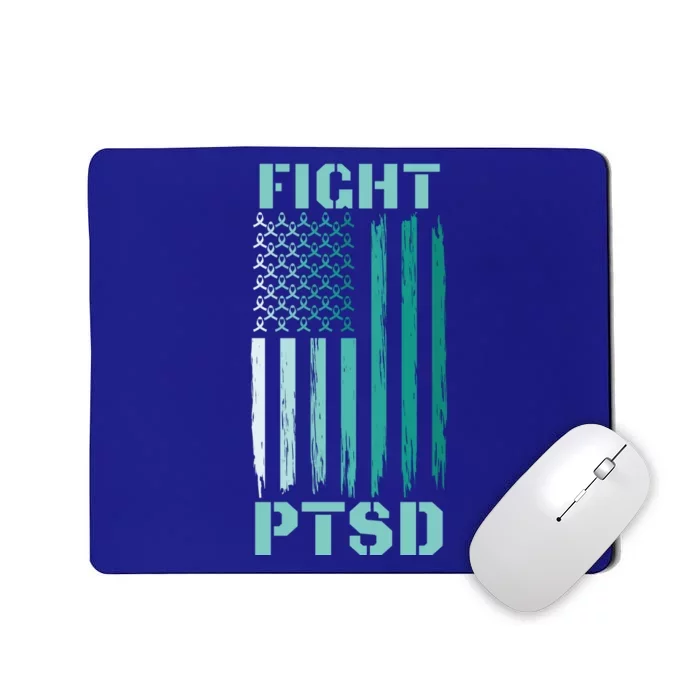 PTSD Awareness Ribbon Hope Support Love American Flag Mousepad