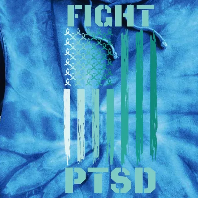 PTSD Awareness Ribbon Hope Support Love American Flag Tie Dye Hoodie