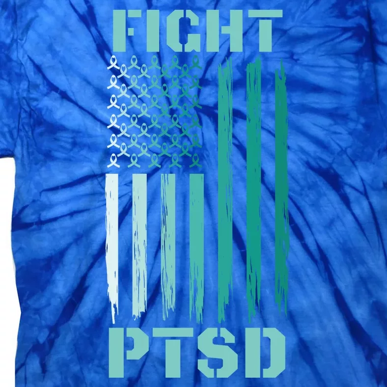 PTSD Awareness Ribbon Hope Support Love American Flag Tie-Dye T-Shirt