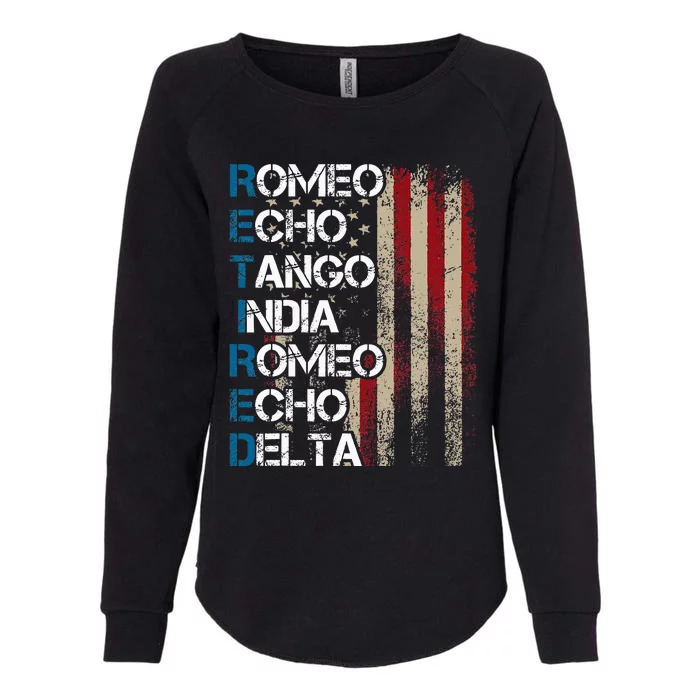 Phonetic Alphabet Retired Veteran Retirement Army Military Womens California Wash Sweatshirt