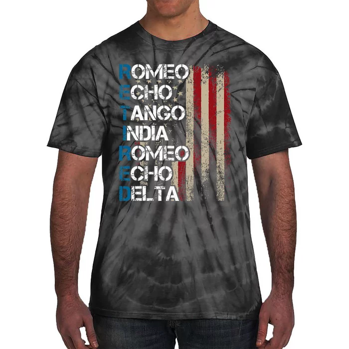 Phonetic Alphabet Retired Veteran Retirement Army Military Tie-Dye T-Shirt