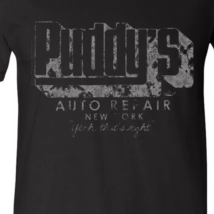 Puddys Auto Repair V-Neck T-Shirt