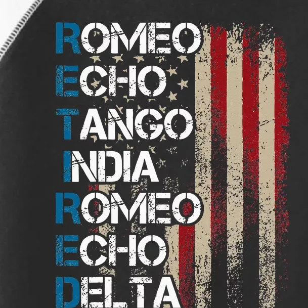 Phonetic Alphabet Retired Veteran Retirement Army Military Toddler Fine Jersey T-Shirt