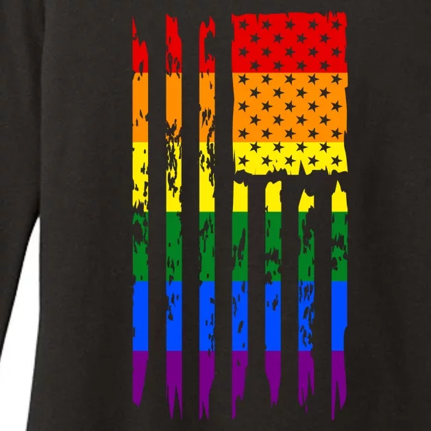 Pride American Rainbow Flag Womens CVC Long Sleeve Shirt