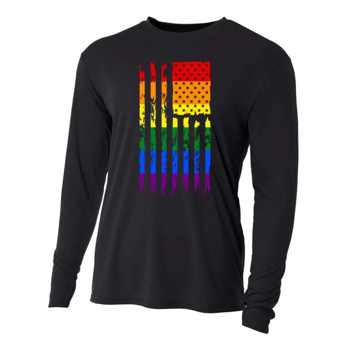 Pride American Rainbow Flag Cooling Performance Long Sleeve Crew