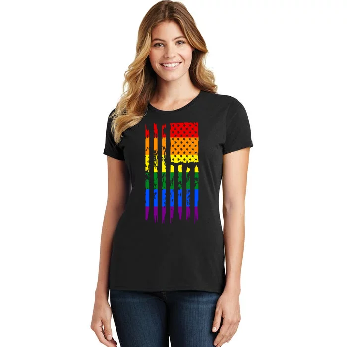 Pride American Rainbow Flag Women's T-Shirt