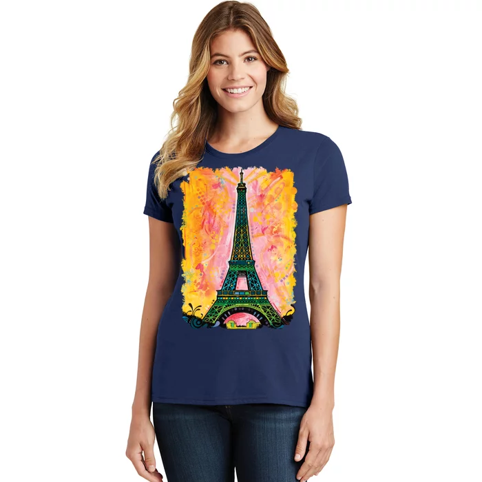 Paris France Colorful Eiffel Tower Women's T-Shirt