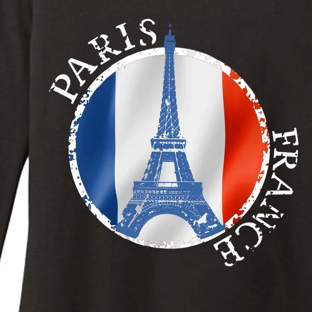 Paris France Peace Eiffel Tower Flag Womens CVC Long Sleeve Shirt