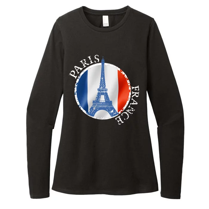 Paris France Peace Eiffel Tower Flag Womens CVC Long Sleeve Shirt