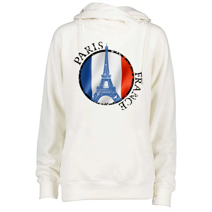 Paris France Peace Eiffel Tower Flag Womens Funnel Neck Pullover Hood