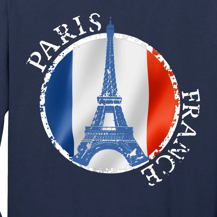 Paris France Peace Eiffel Tower Flag Long Sleeve Shirt