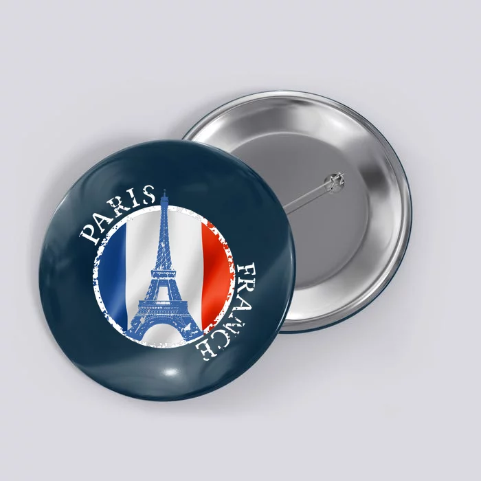 Paris France Peace Eiffel Tower Flag Button