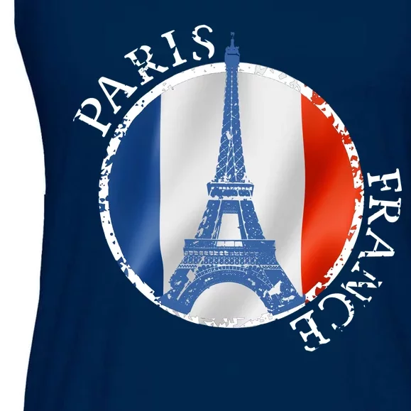 Paris France Peace Eiffel Tower Flag Ladies Essential Flowy Tank