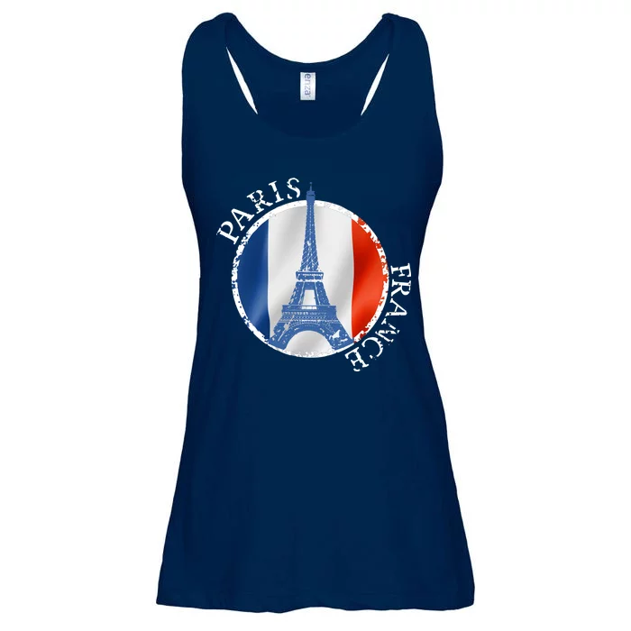 Paris France Peace Eiffel Tower Flag Ladies Essential Flowy Tank