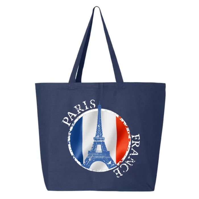 Paris France Peace Eiffel Tower Flag 25L Jumbo Tote