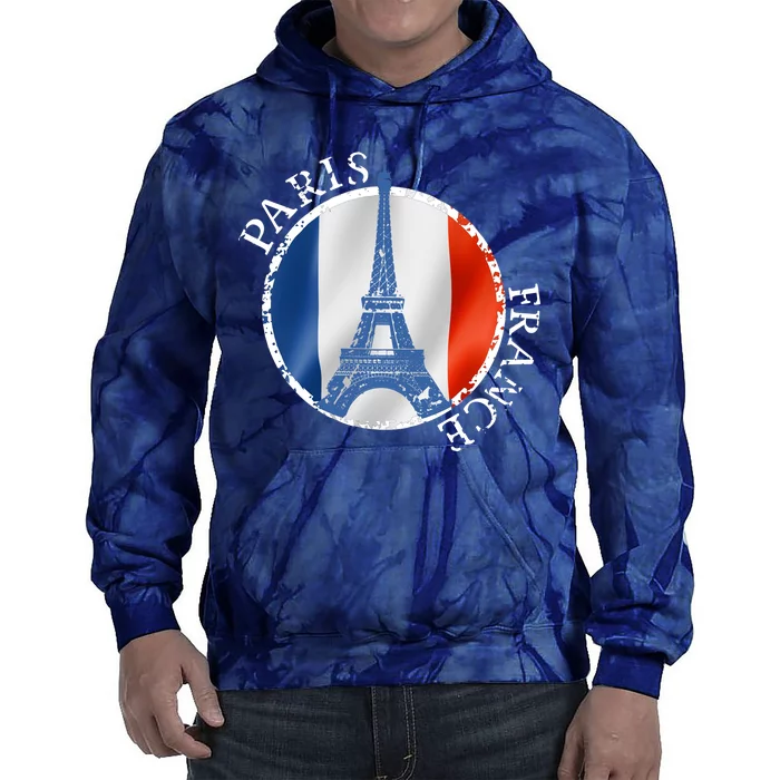 Paris France Peace Eiffel Tower Flag Tie Dye Hoodie