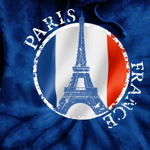 Paris France Peace Eiffel Tower Flag Tie Dye Hoodie