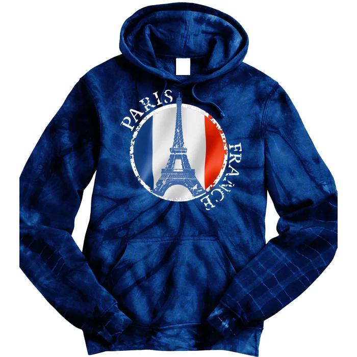 Paris France Peace Eiffel Tower Flag Tie Dye Hoodie