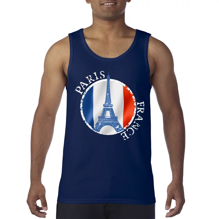 Paris France Peace Eiffel Tower Flag Tank Top