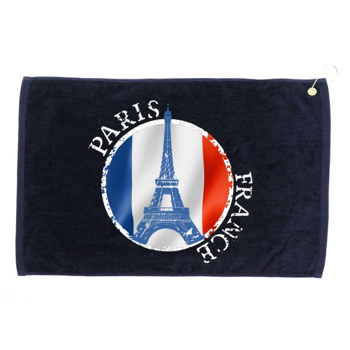 Paris France Peace Eiffel Tower Flag Grommeted Golf Towel